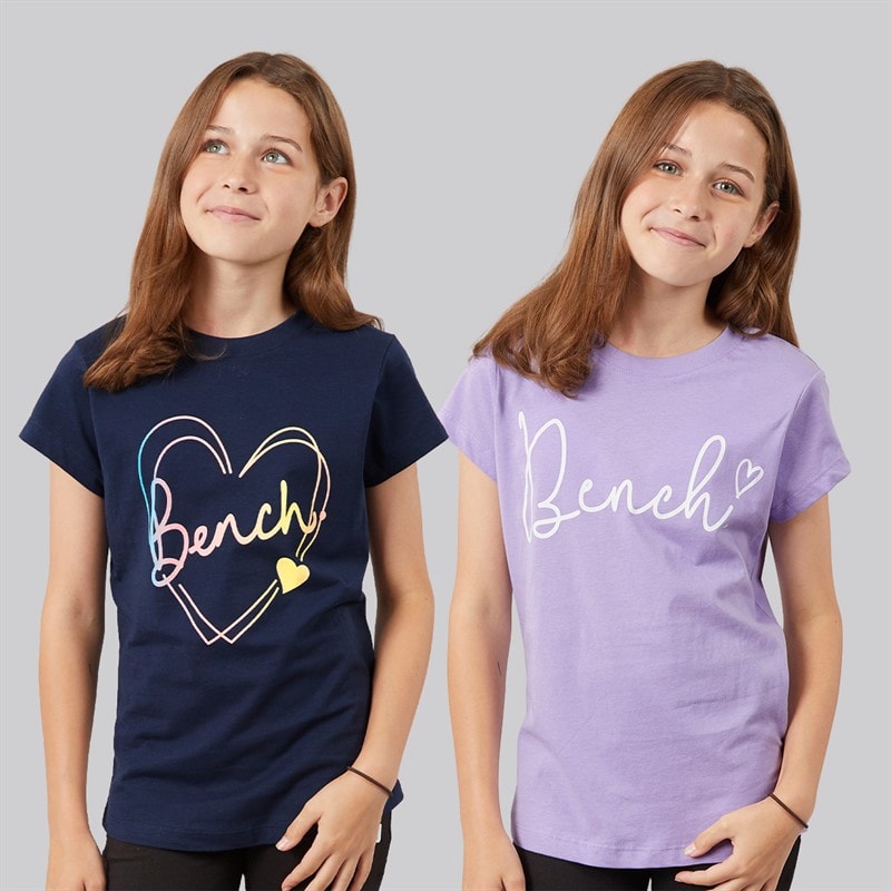 Bench Girls Moonspark Two Pack T-Shirts Navy/Light Lavender