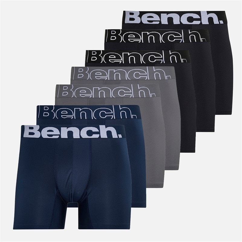 Bench Mens Atglen Seven Pack Boxer Shorts Black/Navy/Steel Grey