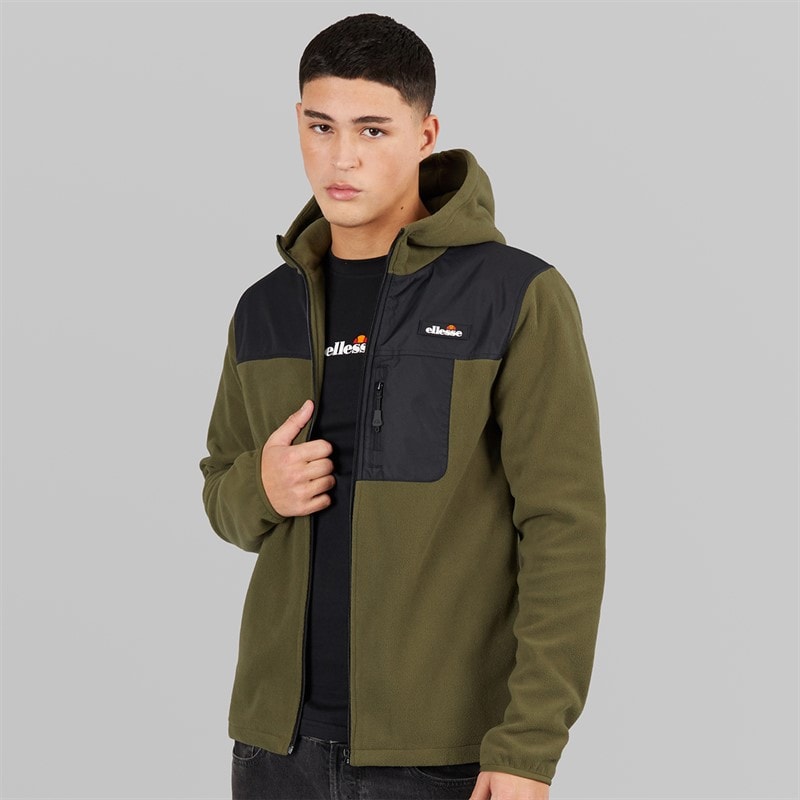 Ellesse Mens Caprio Hooded Fleece Jacket Khaki