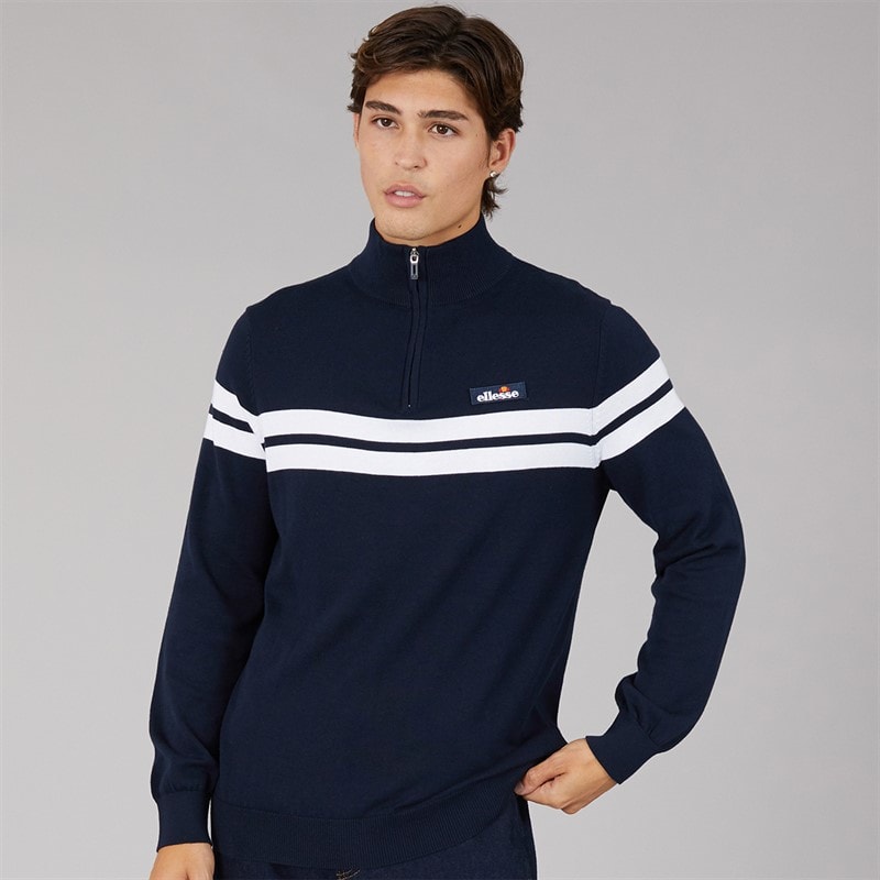 Ellesse Mens Dison 1/2 Zip Knitted Jumper Navy