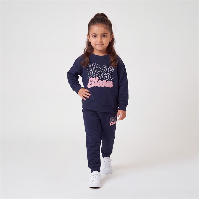 Ellesse Girls Mazzi Bubble Logo Sweatshirt And Joggers Set Navy
