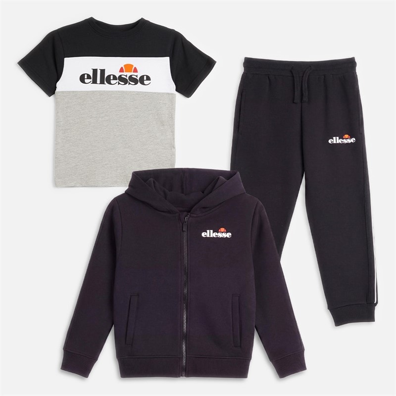 Ellesse Boys Gugliemo Hoodie T-Shirt And Joggers Set Black