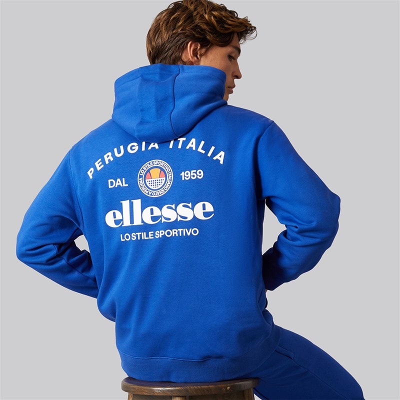 Ellesse Mens Recke Relaxed Fit OTH Hoodie Cobalt