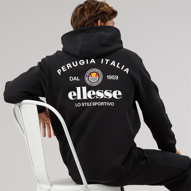 Ellesse Mens Recke Relaxed Fit OTH Hoodie Black