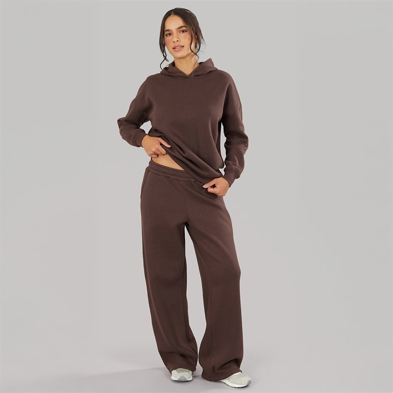 Board Angels Womens Hoodie And Wide Leg Joggers Tracksuit Chocolate