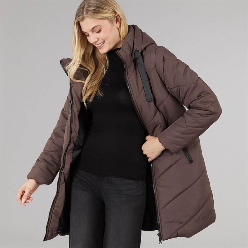 Board Angels Womens Chevron Puffer Coat Chocolate