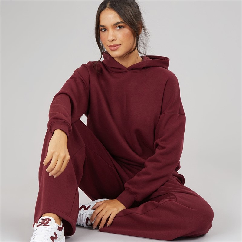 Board Angels Womens Hoodie And Wide Leg Joggers Tracksuit Burgundy