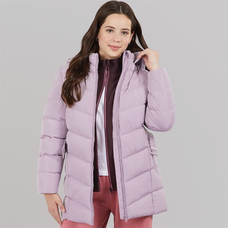 Board Angels Girls Belted Hooded Jacket Dusky Lilac