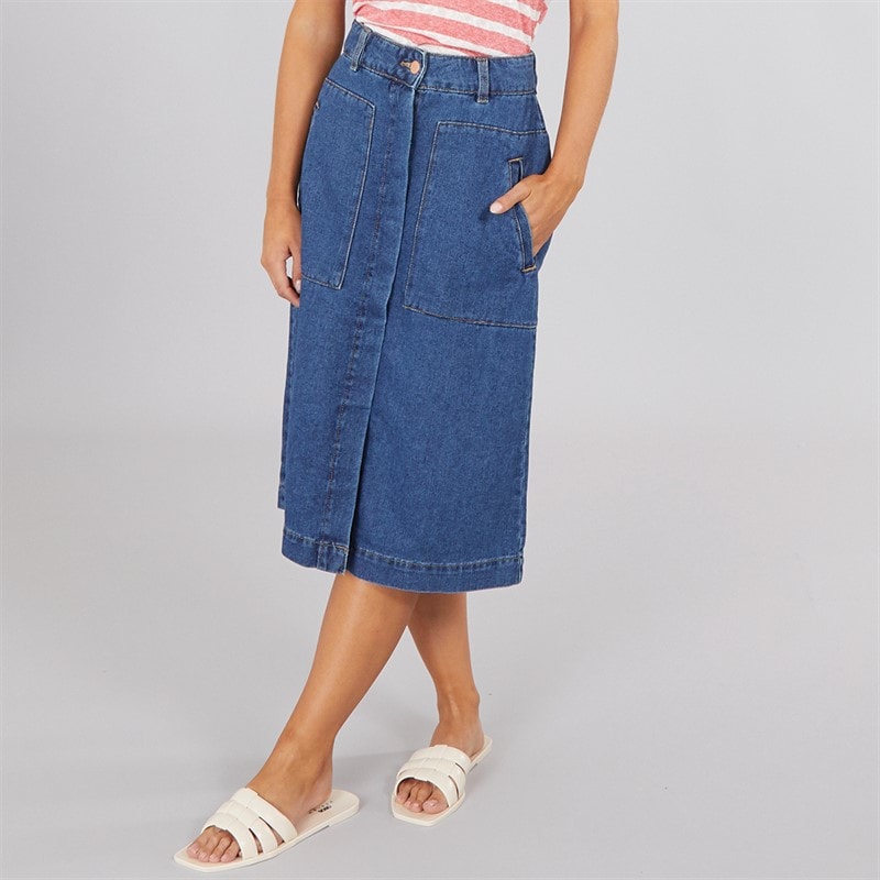 Jacqueline De Yong Womens Olivia Denim Skirt Dark Blue Denim