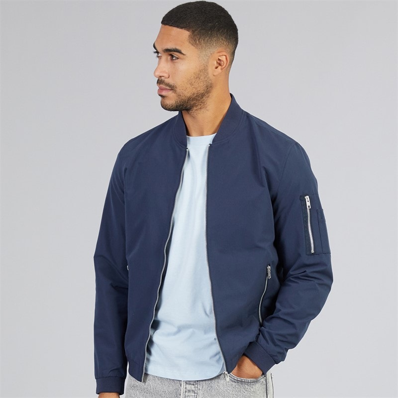 JACK & JONES Mens Mash Bomber Jacket Navy Blazer