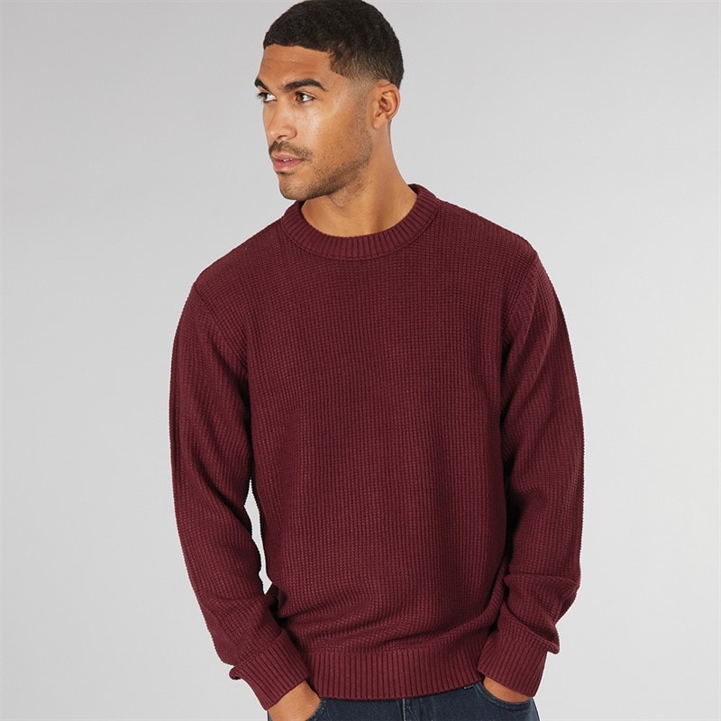 JACK & JONES Mens Rice Knit Jumper Port