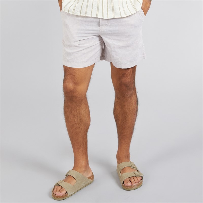 JACK & JONES Mens Jaiden Linen Blend Shorts Crockery