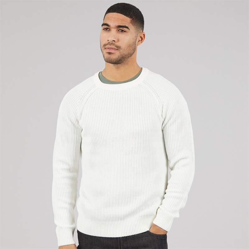 JACK & JONES Mens Panel Knitted Jumper Cloud Dancer
