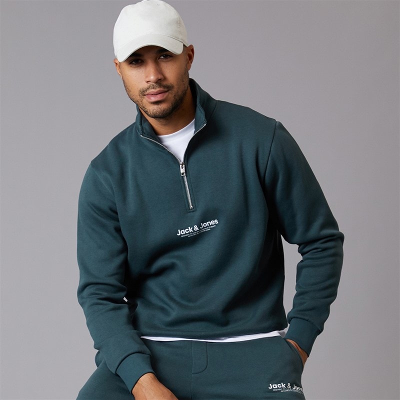 JACK & JONES Mens Vesterbro 1/4 Zip Sweatshirt Magical Forest