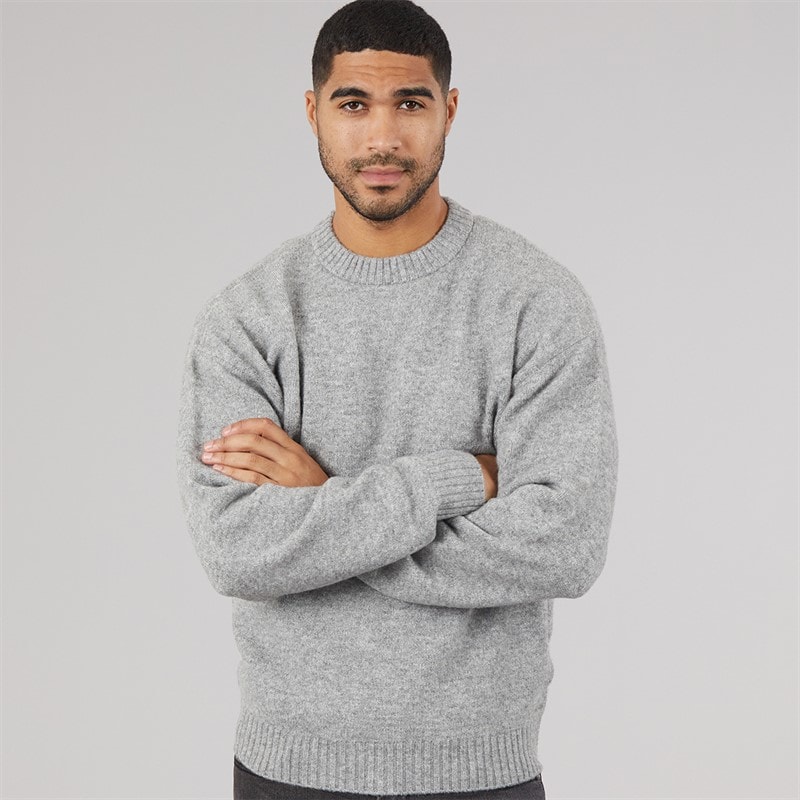 JACK & JONES Mens Soho Ollie Crew Neck Jumper Light Grey Marl