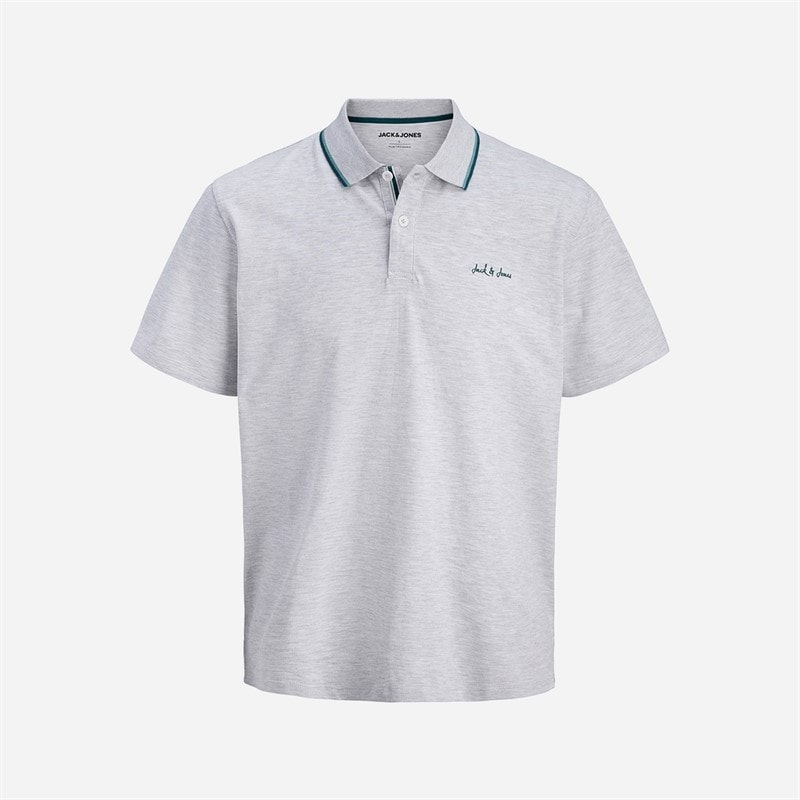 JACK & JONES Mens Blaze Polo Shirt White Melange