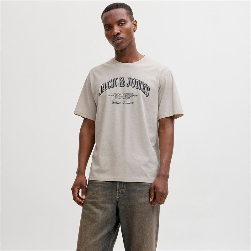 JACK & JONES Mens Denver Graphic T-Shirt Moonbeam