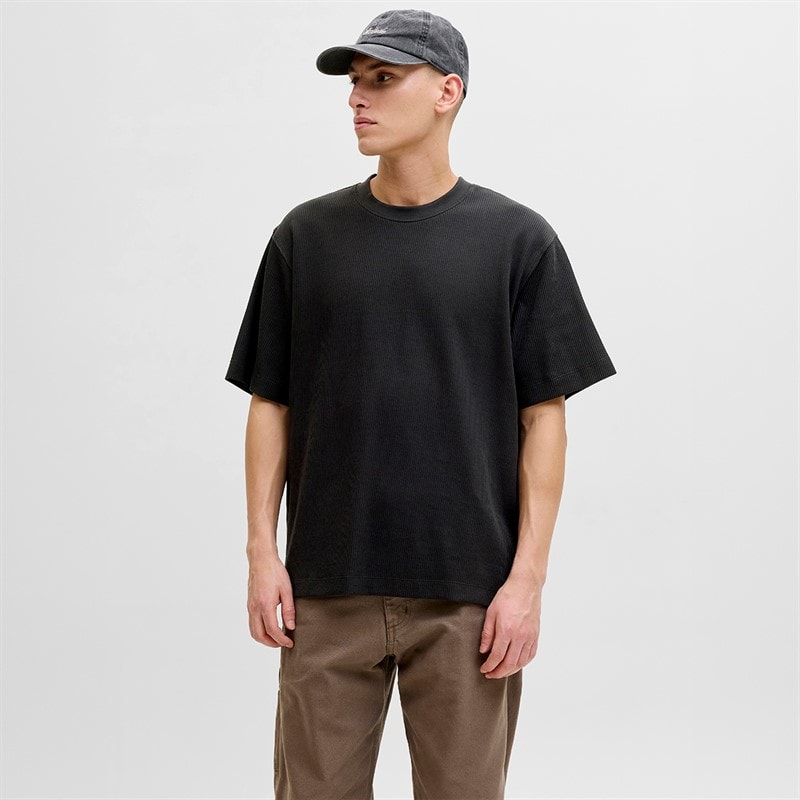 JACK & JONES Mens Harrison Structure T-Shirt Black