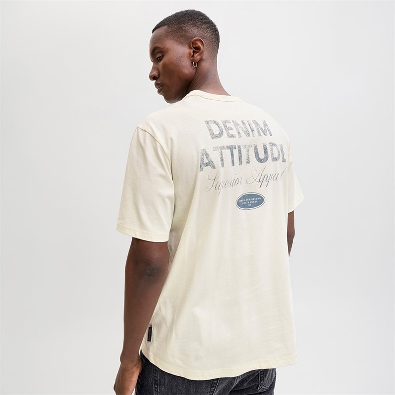 JACK & JONES Mens Dover Graphic T-Shirt Antique White