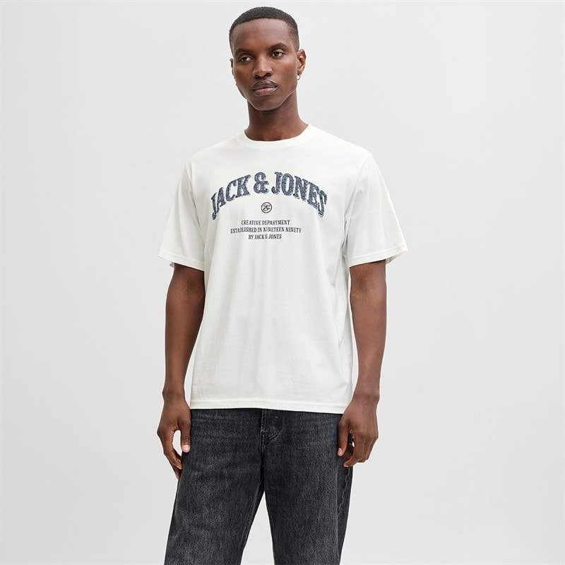 JACK & JONES Mens Denver Graphic T-Shirt Cloud Dancer