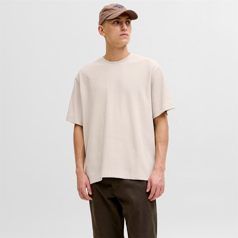 JACK & JONES Mens Harrison Structure T-Shirt Moonbeam