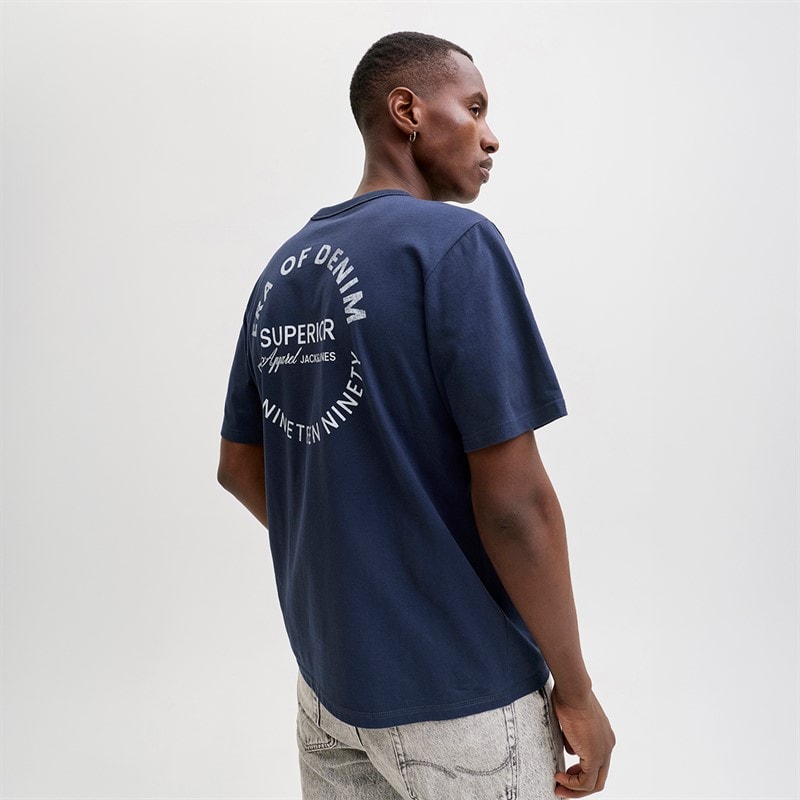 JACK & JONES Mens Dover Graphic T-Shirt Navy Blazer