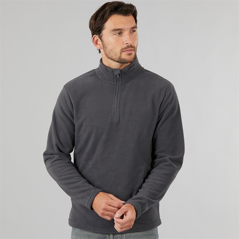 Kangaroo Poo Mens 1/4 Zip Microfleece Top Charcoal