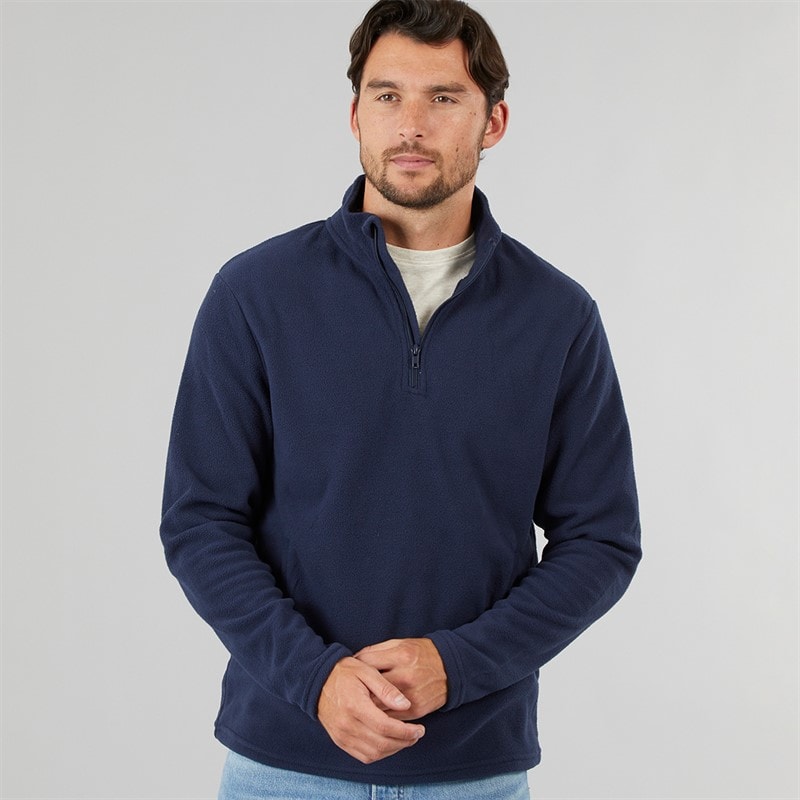 Kangaroo Poo Mens 1/4 Zip Microfleece Top Navy
