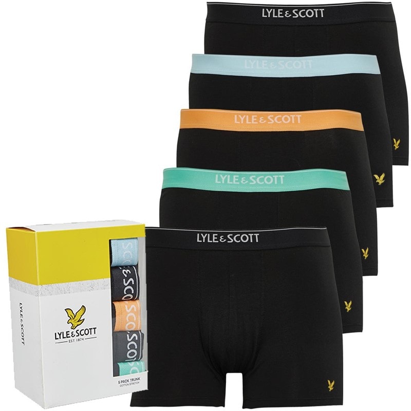 Lyle And Scott Vintage Mens Jackson Five Pack Boxer Trunks Black/Multi