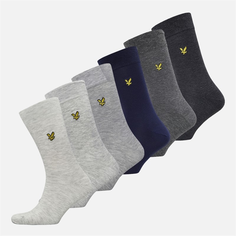 Lyle And Scott Vintage Mens Victor Six Pack Socks Black Marl/Dark Grey Marl/Grey Marl/Light Grey Marl/Antique White Black Marl/Dark Grey Marl/Grey Marl/Light Grey Marl/Antique White Marl/Peacoat
