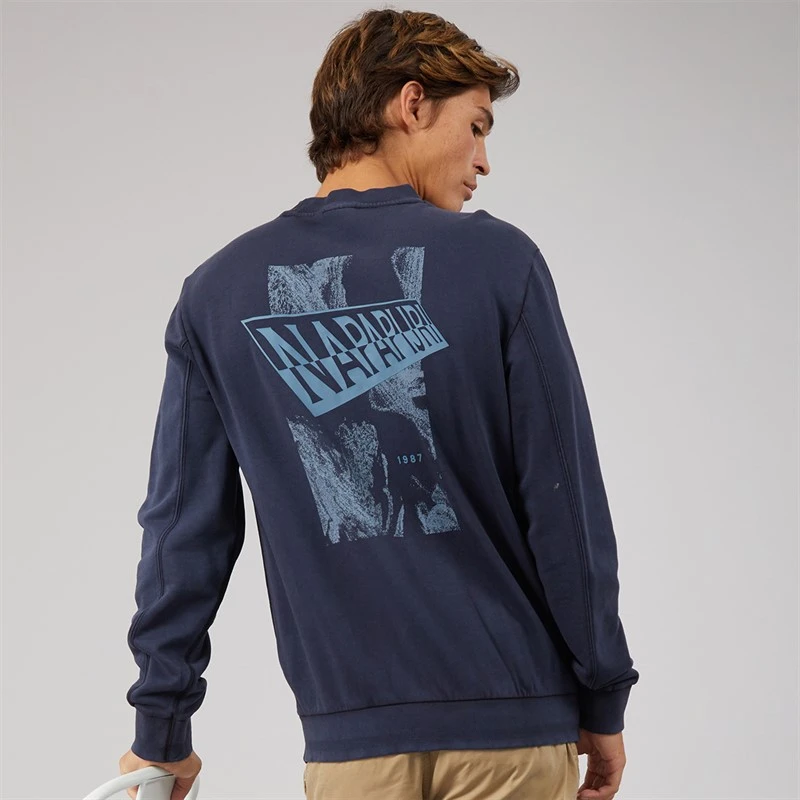 Napapijri Mens Aren Crew Sweatshirt Blue Marine