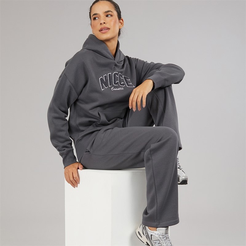 NICCE Womens Hearthia Hoodie And Wide Leg Joggers Set Asphalt