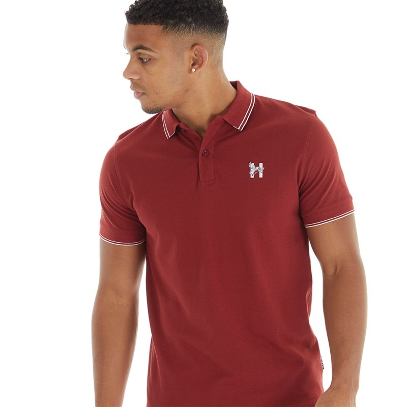 Henleys Mens Henflare Polo Shirt Deep Red