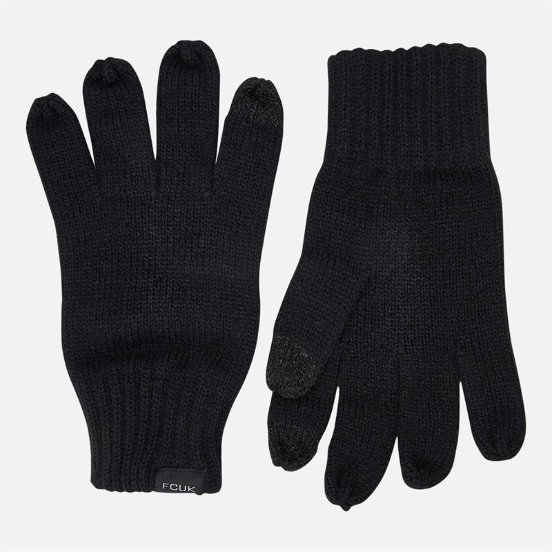 French Connection Mens Touchscreen Gloves Black