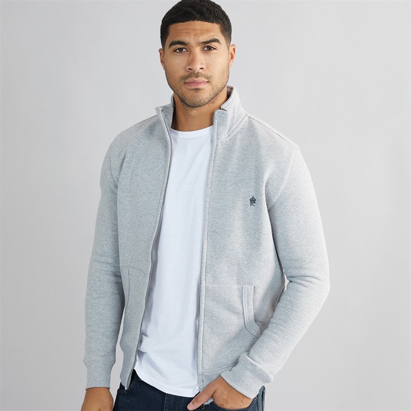 French Connection Mens FC Funnel Sweatshirt Light Grey Mel/Marine