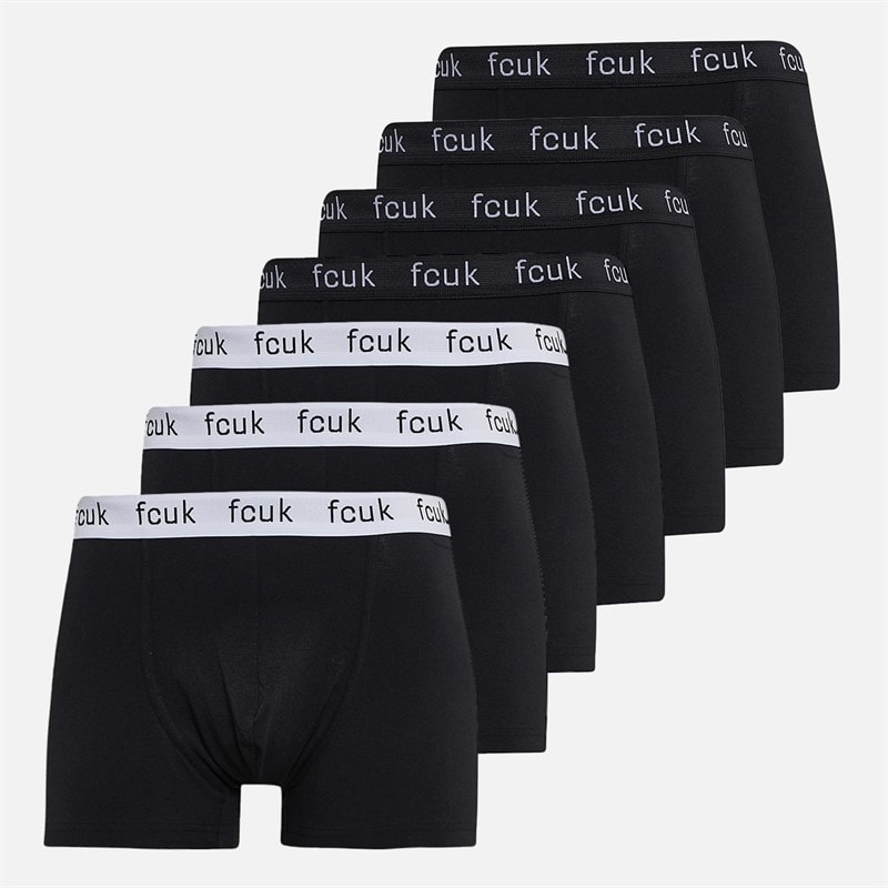 French Connection Mens FCUK Seven Pack Boxer Trunks FCUK 12 Black