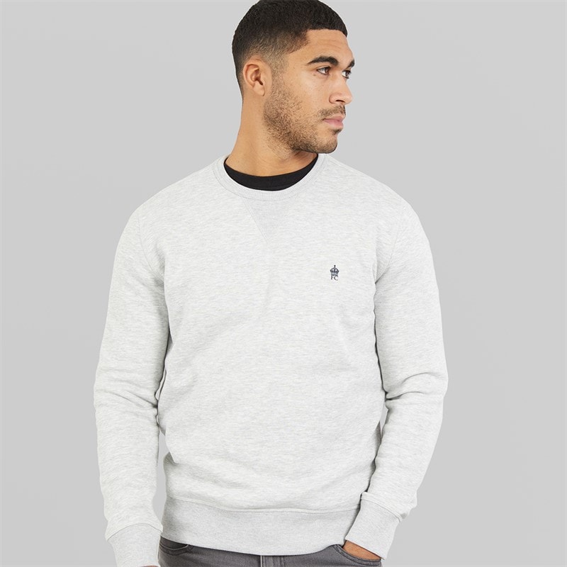 French Connection Mens FC Sweatshirt Light Grey Melange/Marine