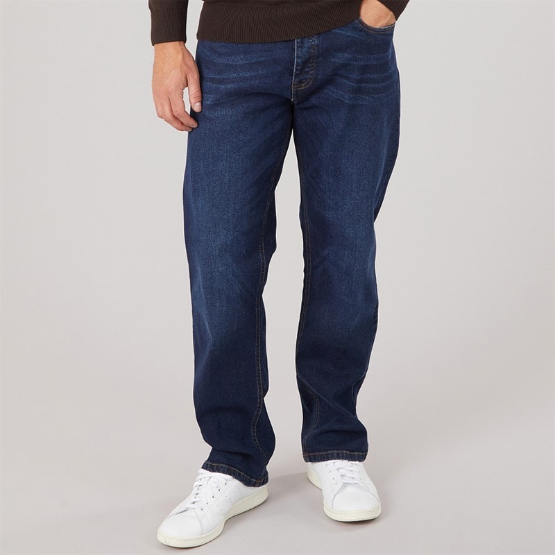 Onfire Mens Lonan Relaxed Straight Fit Denim Jeans Dark Wash