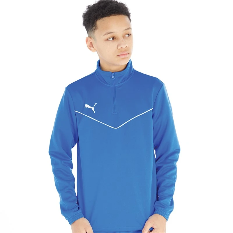 Puma Boys teamRISE Training 1/4 Zip Top Electric Blue Lemonade