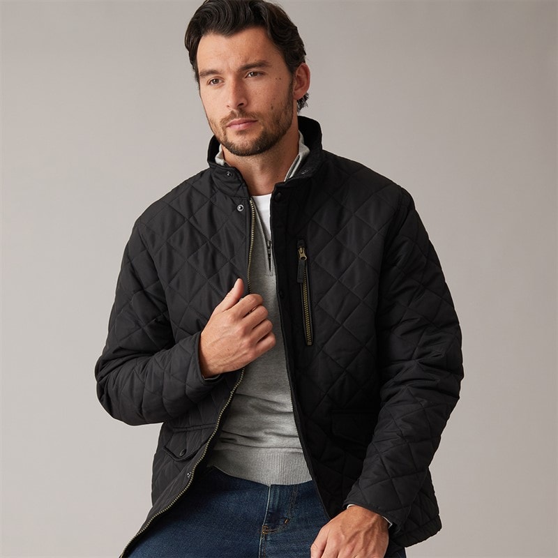 Trespass Mens Argyle Quilted Jacket Black