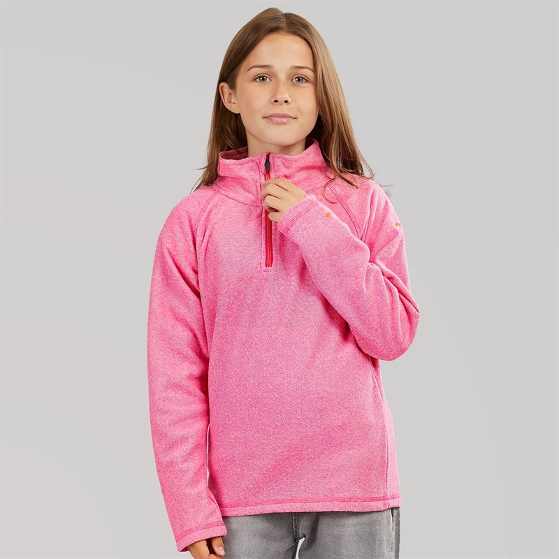 Trespass Girls Meadows 1/2 Zip Fleece Pink Lady