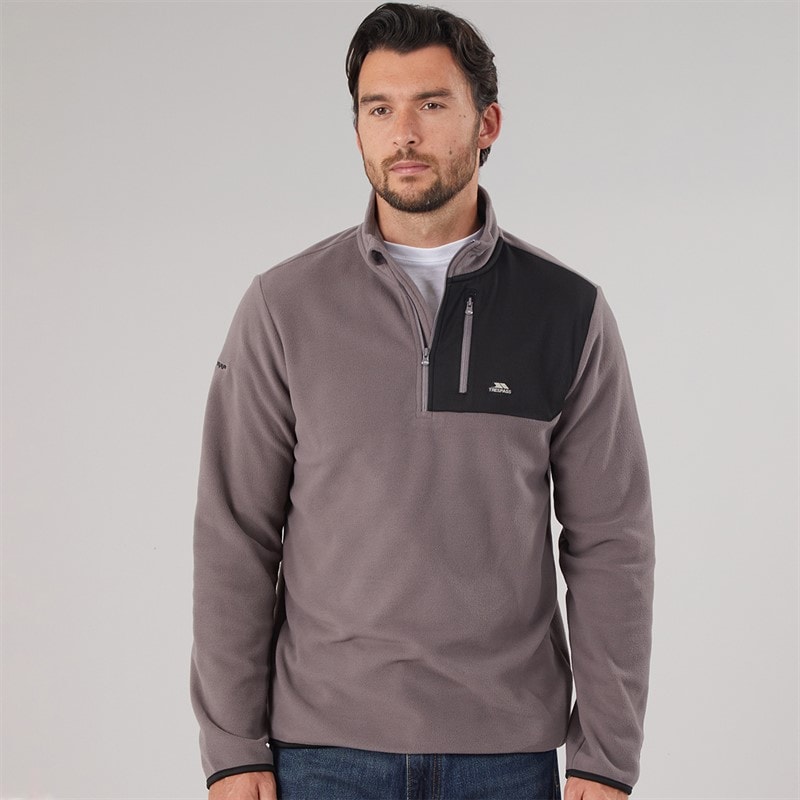 Trespass Mens Mcgeechan 1/2 Zip Micro Fleece Mid Grey