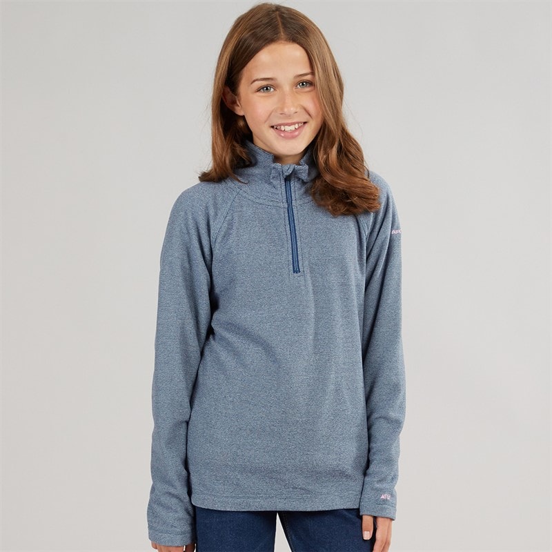Trespass Girls Meadows 1/2 Zip Fleece Navy/Pink Logo