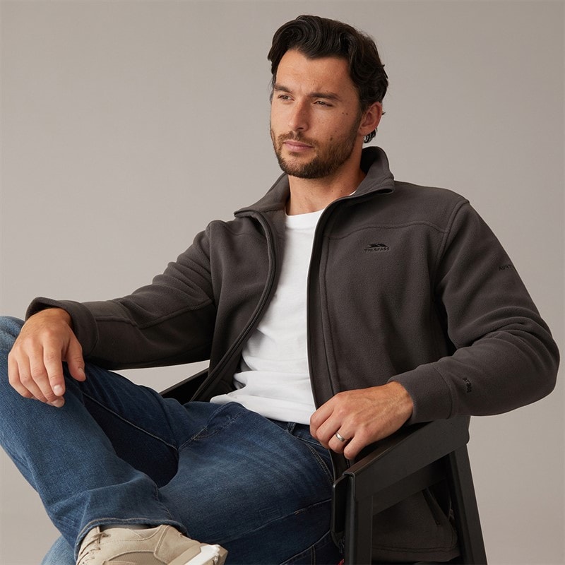 Trespass Mens Bernal Full Zip Fleece Jacket Carbon