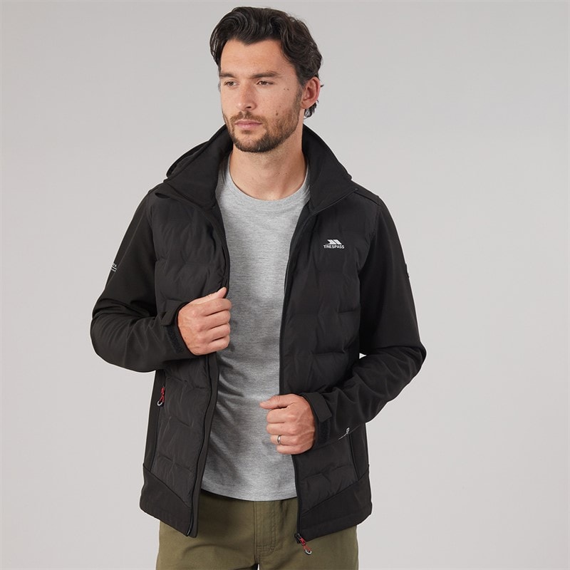 Trespass Mens Alwero Waterproof Padded Softshell Jacket Black