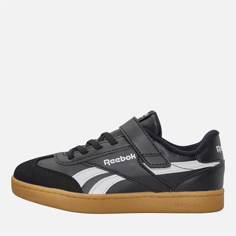 Reebok Kids Smash Edge Elastic Lace And Top Strap Trainers Black/White/Gum