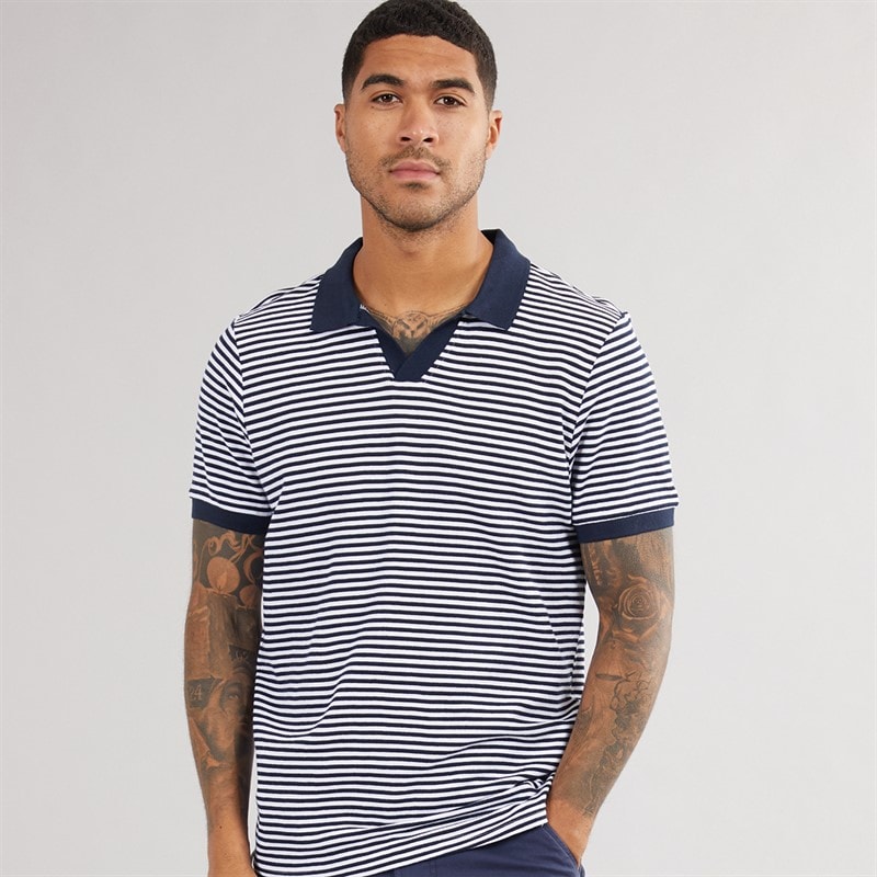 THREADBARE Mens Domino Polo Navy