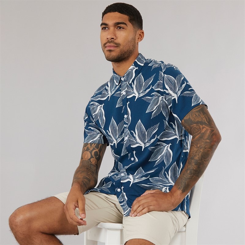 THREADBARE Mens Foli Shirt Navy