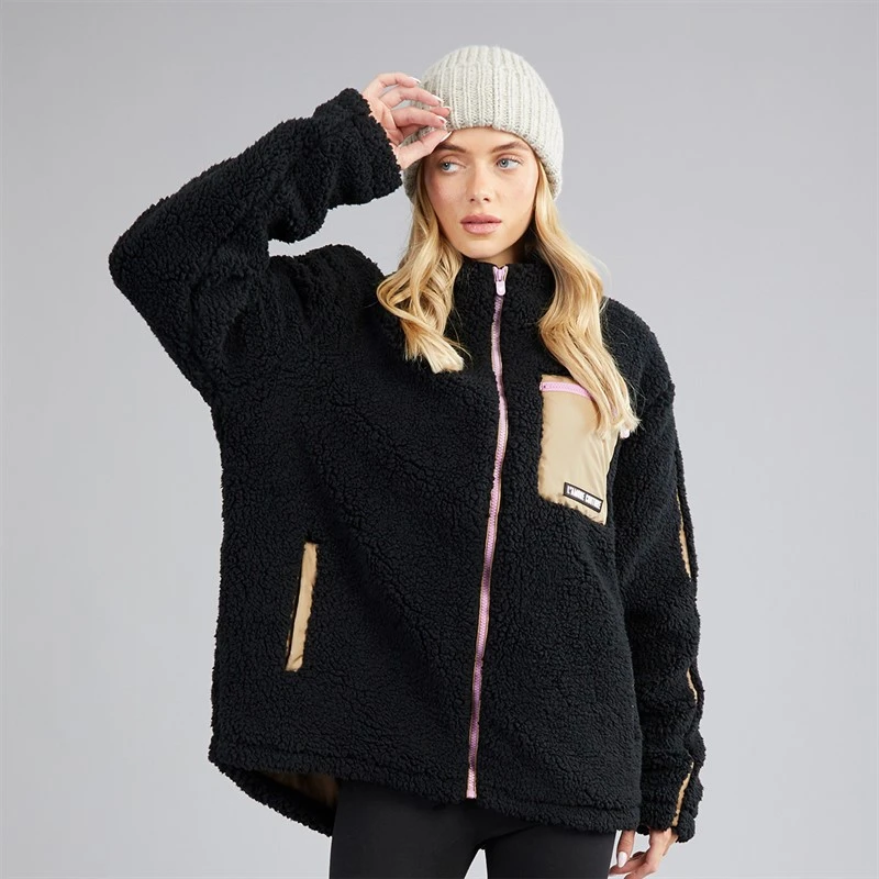 L'amore Couture Womens Jackson Borg Jacket Black