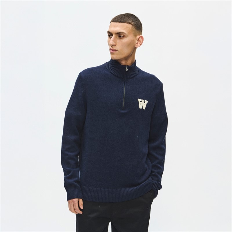 Wood Wood Mens Tay Half Zip Knitted Jumper Salute